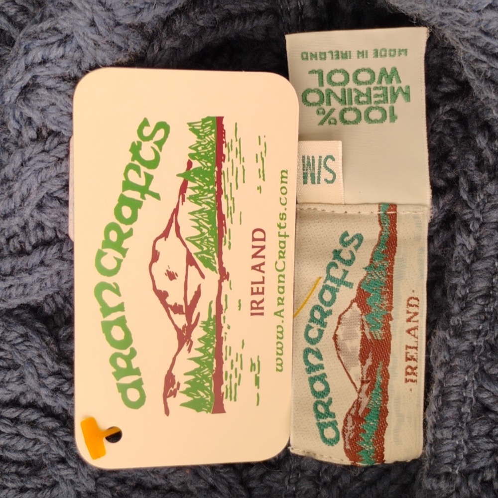 Aran Crafts Ireland Mallard Blue Cable Knit Merino Wool Cowl Poncho Sweater - 10 - Picture 3 of 10